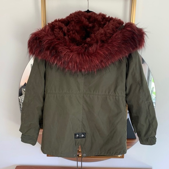 Bomber Jacket with Red Faux Fur - Picture 5 of 6